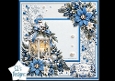 Blue Lantern & Poinsettias – Elegant Christmas Card Topper