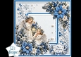 Christmas Angels & Blue Poinsettias – Peaceful Winter Card Topper