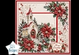 Red Poinsettia Church – Traditional Christmas Winter Card Topper
