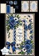 Blue & Gold Rose Birthday – Luxury Floral Card Topper