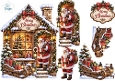 Traditional Santa & Snowy Christmas Cottage with Gift Sleigh