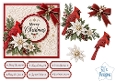 Red Cardinal and White Poinsettia Christmas Card Kit with Festive Florals