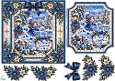 Blue Christmas Skater • Snowy Village & Winter Florals