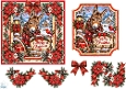 Rustic Christmas Donkey • Snowy Farm & Red Festive Florals