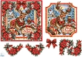 Rustic Christmas Reindeer • Snowy Cabin & Red Festive Florals