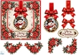 Snowman & Birdhouse • Rustic Merry Christmas Poinsettia Frame