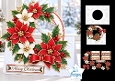 Elegant Poinsettia Christmas Wreath Card Kit with Sentiments