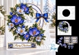Blue Crocus Christmas Wreath Card Kit with Sentiments