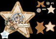 Penguin Christmas Star Card • Snowy Cabin & Lantern Glow