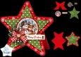Snowman & Reindeer Christmas Star Card • Festive Red‑Green Winter Layers