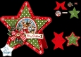 Reindeer Christmas Star Card • Snowy Cabin & Festive Red‑Green Layers
