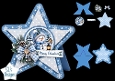 Blue Snowman Christmas Star Card • Lantern Glow & Snowy Winter Cottage