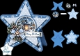 Blue Lantern Christmas Star Card • Snowy Cottage & Winter Glow