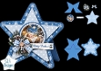 Blue Nativity Christmas Star Card • Baby Jesus & Snowy Winter Glow