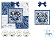 Blue Silver Christmas Bauble Easel Card Kit with Winter Florals and Festive Sentiments