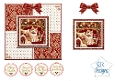 Festive Christmas Kitten Easel Card Kit in Red and Gold with Seasonal Sentiments