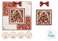 Elegant Red and Gold Christmas Tree Easel Card Kit with Festive Sentiments