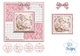 Baby Girl Baptism Easel Card Kit in Soft Pink with Roses, Dove and Religious Sentiments