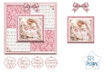 Guardian Angel Baby Girl Baptism Easel Card Kit with Pink Roses and Religious Sentiments