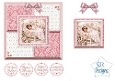 Baby Girl Baptism Easel Card Kit with Sleeping Baby, Dove and Pink Floral Elegance