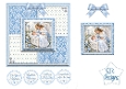 Baby Boy Baptism Easel Card Kit with Guardian Angel, Blue Roses and Religious Sentiments