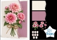 Beautiful Pink Dahlia Bouquet Card Kit with Floral Decoupage and Sentiment Tags
