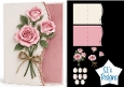Romantic Pink Rose Bouquet Card Kit with Floral Decoupage and Sentiment Tags