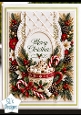 Christmas Oval Card • Hot Cocoa Cup, Poinsettias & Quilted Pearl Frame