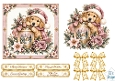 Pink Puppy Christmas Card • Winter Lantern & Festive Florals