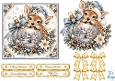Blue Baby Deer Christmas Card • Winter Village Ornament & Snowy Florals