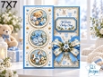 Welcome Baby Boy Teddy Bear and Baby Toys 7x7 Card Kit