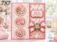 Welcome Baby Girl Teddy Bear and Rocking Horse 7x7 Card Kit