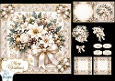 Gold Christmas Gift Box Card • White Poinsettias & Elegant Lace Frame