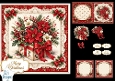 Red Christmas Gift Box Card • Poinsettias, Holly & Festive Lace Frame