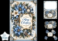 Elegant Blue & Gold Poinsettia Merry Christmas Topper for Cards