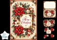 Luxurious Red & White Poinsettia Merry Christmas Topper for Cards