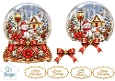 Luxurious Christmas Snow Globe Cottage Topper with Poinsettias & Winter Scene