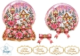 Elegant Pink & Gold Christmas Snow Globe Cottage Topper for Cards