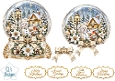 Elegant White & Gold Christmas Snow Globe Cottage Topper for Cards