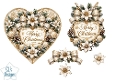 Elegant White & Gold Poinsettia Heart Merry Christmas Topper for Cards