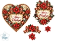 Luxurious Red Poinsettia Heart Merry Christmas Topper for Cards