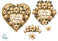 Luxurious Gold & White Poinsettia Heart Merry Christmas Topper for Cards