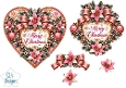 Elegant Pink Poinsettia Heart Merry Christmas Topper for Cards