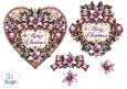Elegant Purple Poinsettia Heart Merry Christmas Topper for Cards