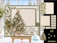 Elegant Vintage Christmas Tree Card Kit with Ivory Poinsettias and Sage Green Accents