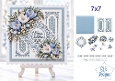 Blue Crocus Christmas Card Kit with Elegant Lace Frames, Winter Floral Decoupage & Sentiments 7x7