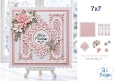 Pink Poinsettia Christmas Card Kit with Elegant Lace Frames, Festive Florals & Sentiments 7x7