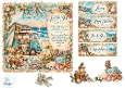 Vintage Beach Camper Van Card Kit with Coastal Sunset, Nautical Sentiments & Embellishments