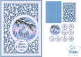 Elegant Blue Christmas Bauble Card Kit with Decorative Die Cut Frame and Festive Sentiments
