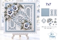 Elegant Blue and White Pansy Christmas Card Kit with Layered Die Cut Elements and Festive Sentiments